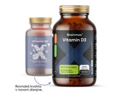 BrainMax Vitamín D3, 5000 IU, 120 rastlinných kapsúl