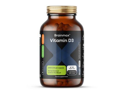 BrainMax Vitamín D3, 5000 IU, 120 rastlinných kapsúl