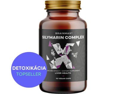 BrainMax Silymarin Complex, Pestrec mariánsky extrakt + ďalších 5 bylín, 90 rastlinných kapsúl
