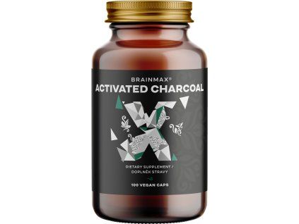 BrainMax Activated Charcoal, aktívne uhlie z kokosových škrupín, 575 mg, 100 rastlinných kapsúl