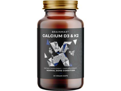 BrainMax Calcium D3 & K2, vápnik s vitamínom D3 & K2, 30 rastlinných kapsúl