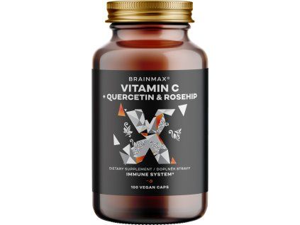 BrainMax Vitamin C & Quercetin, Rose Hip, 100 rastlinných kapsúl
