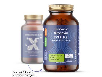 BrainMax Vitamin D3 & K2®, D3 4000 IU / K2 150 mcg, 50 rastlinných kapsúl
