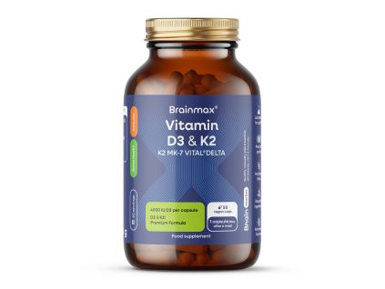 BrainMax Vitamin D3 & K2®, D3 4000 IU / K2 150 mcg, 50 rastlinných kapsúl