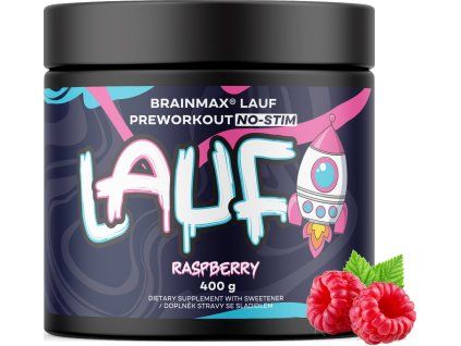 BrainMax LAUF® Preworkout, bez kofeínu, malina, 400 g
