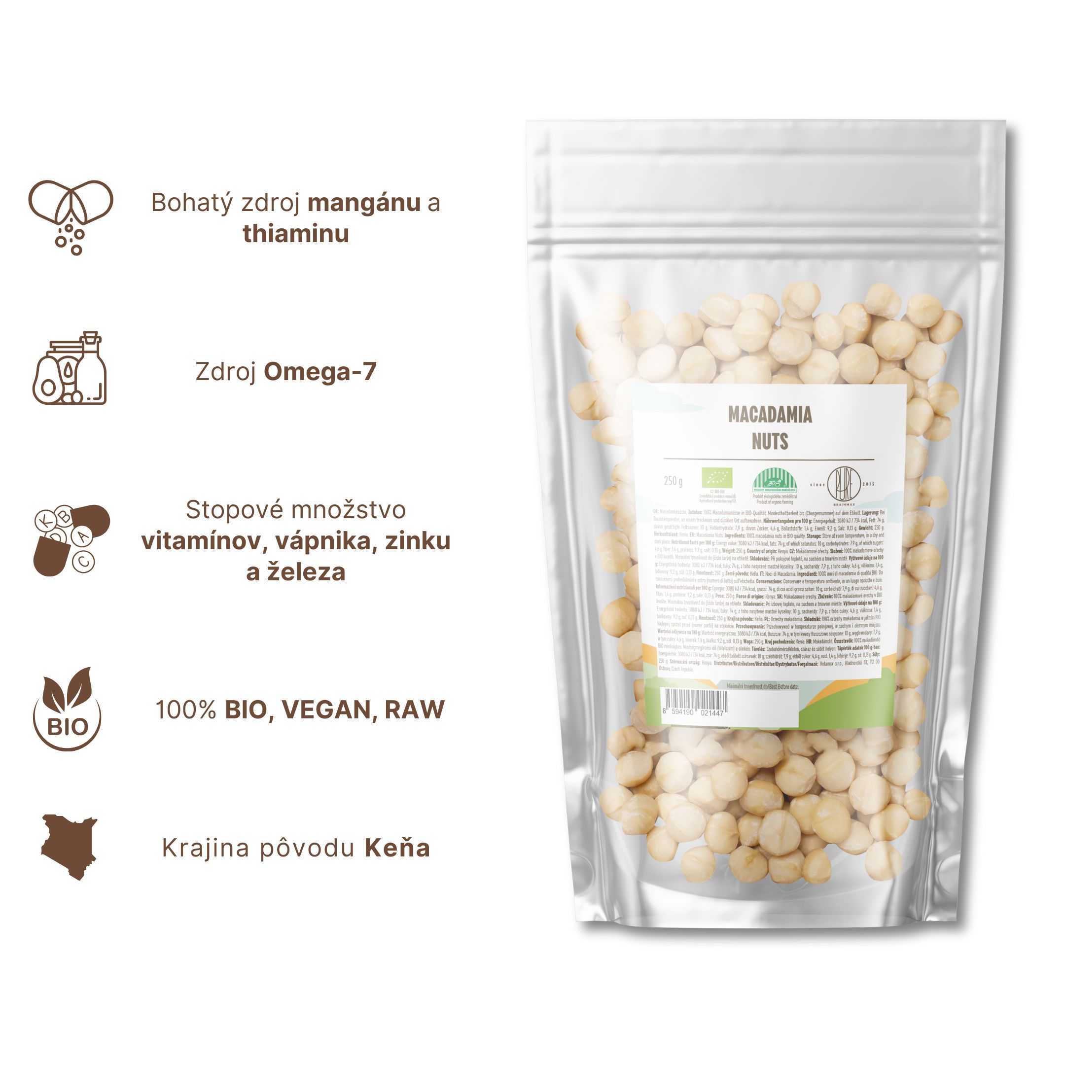 Brainmax Pure Makadamové orechy - BrainMarket.cz