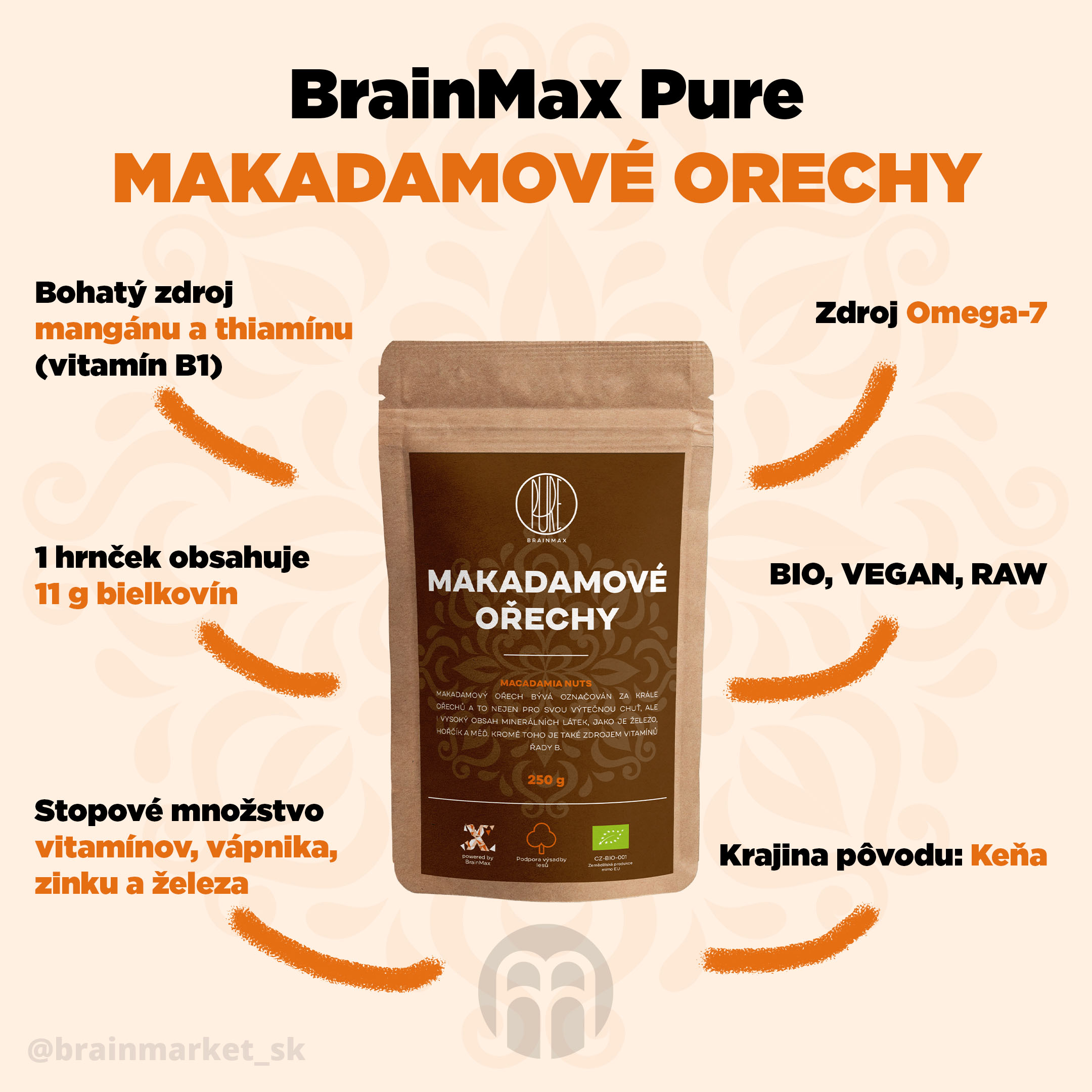 Brainmax Pure Makadamové orechy - BrainMarket.cz