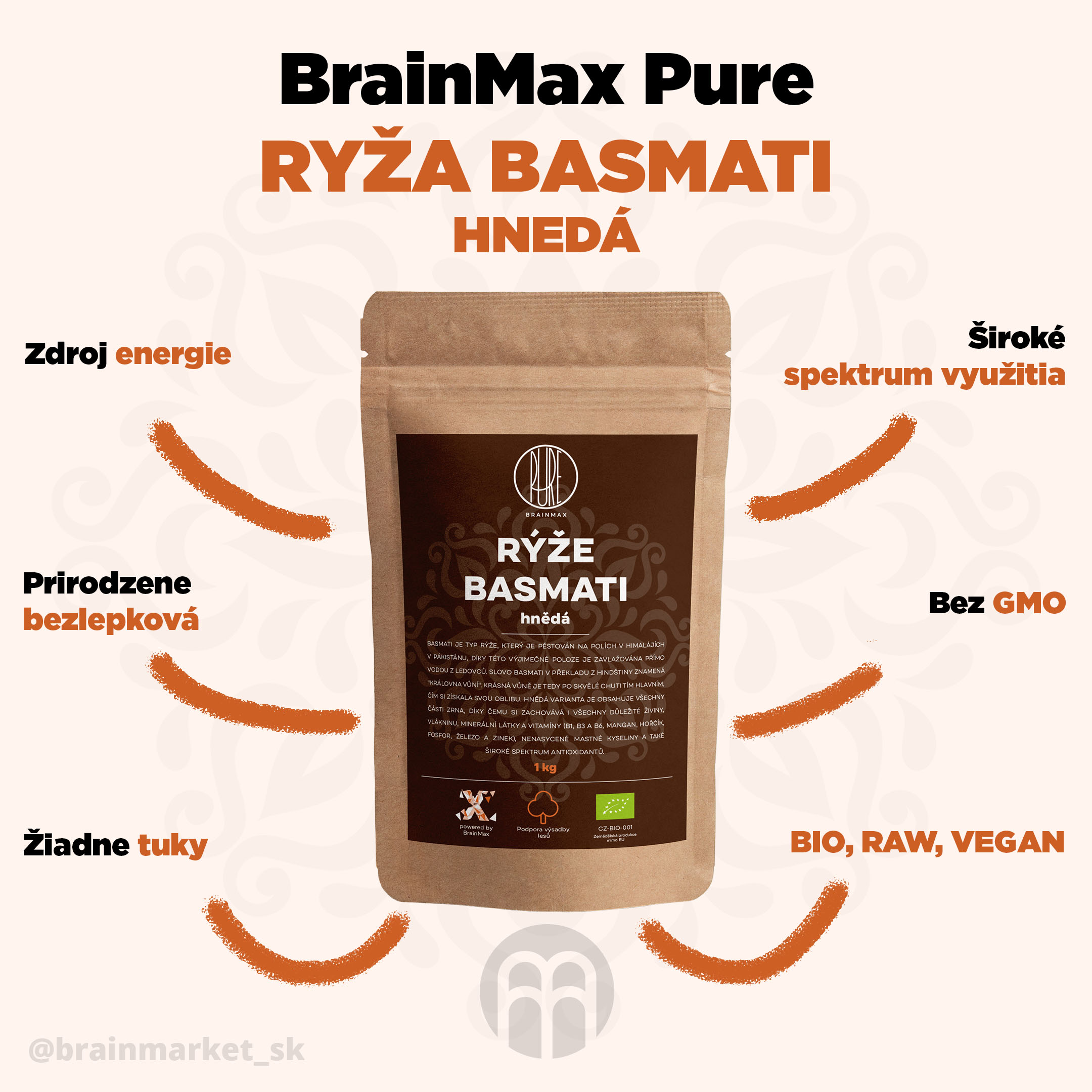 Brainmax Pure Basmati Ryža hnedá - BrainMarket.cz