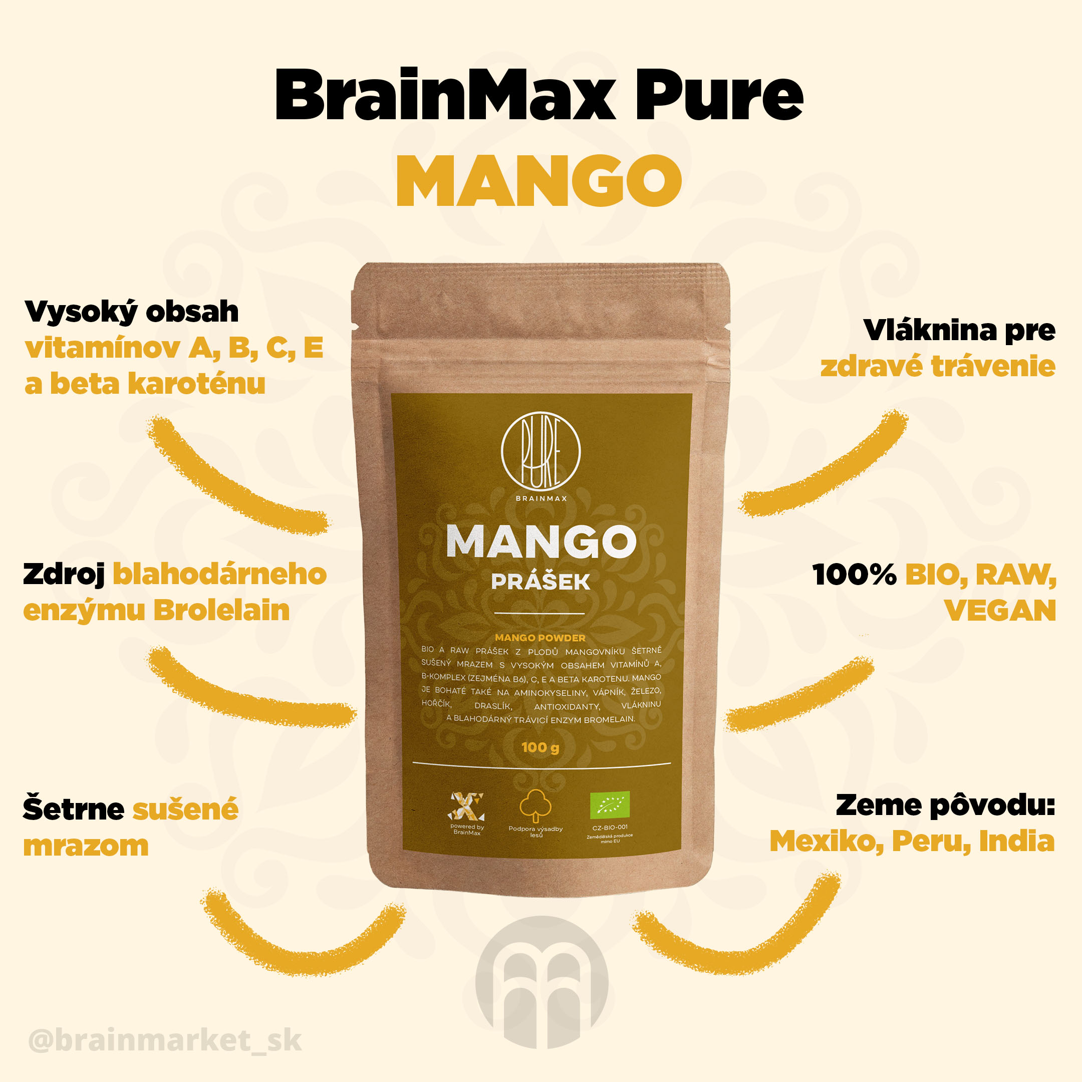 Brainmax Pure Mango BIO prášok